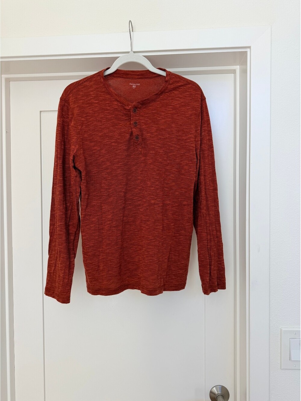 Garnet Hill Mens Organic Cotton Tencel Relaxed Henley Tee Shirt Rust S